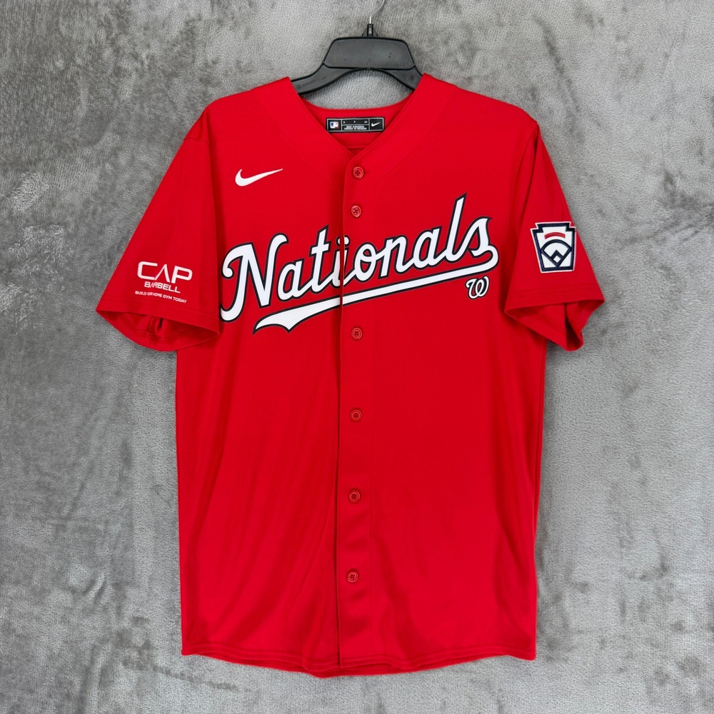 Nike Washington Nationals MLB Baseball Jersey Red Small N140-62Q CAP Barbell